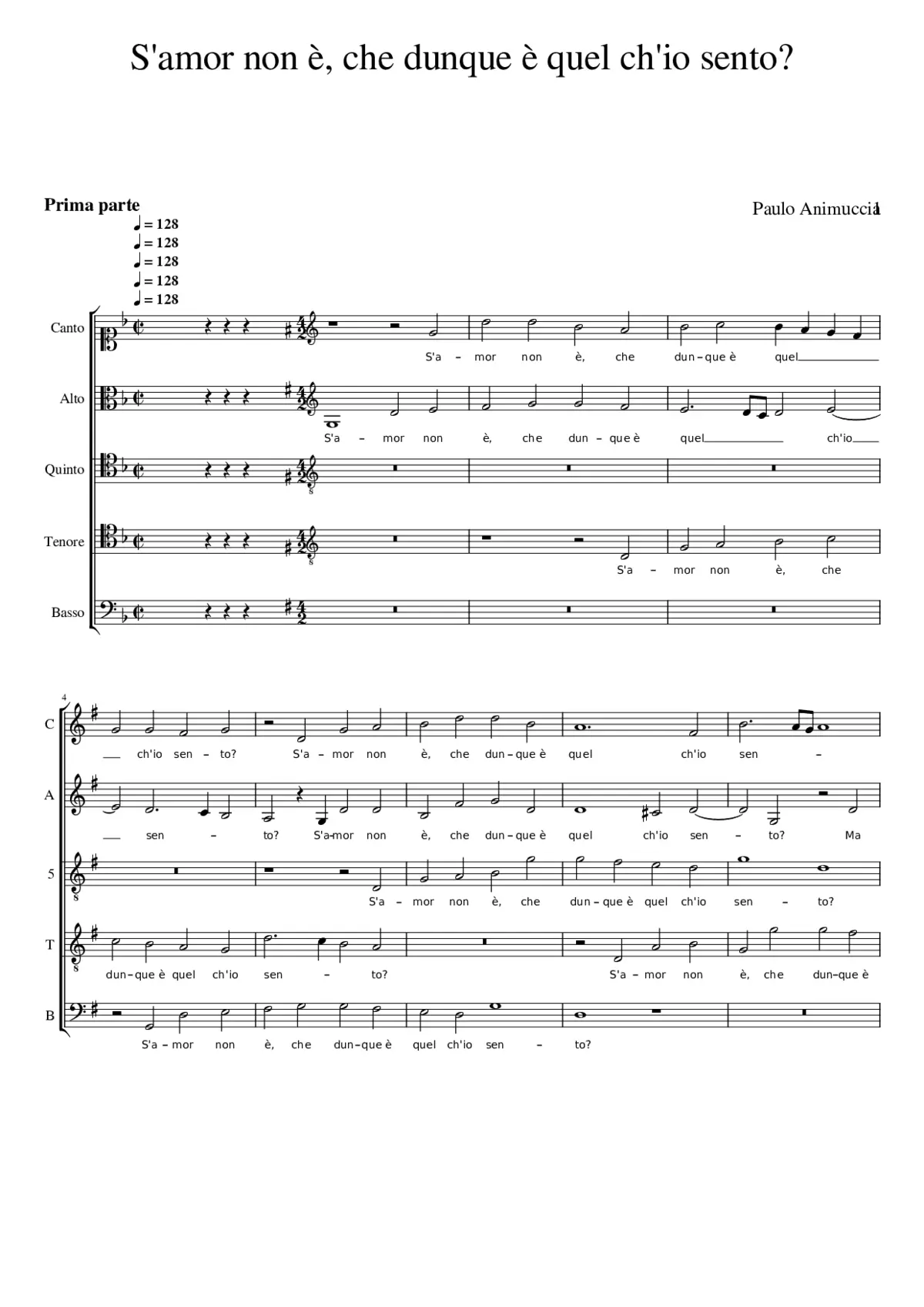 S'amor non è che dunqu'è quel ch'io sento - Page 1