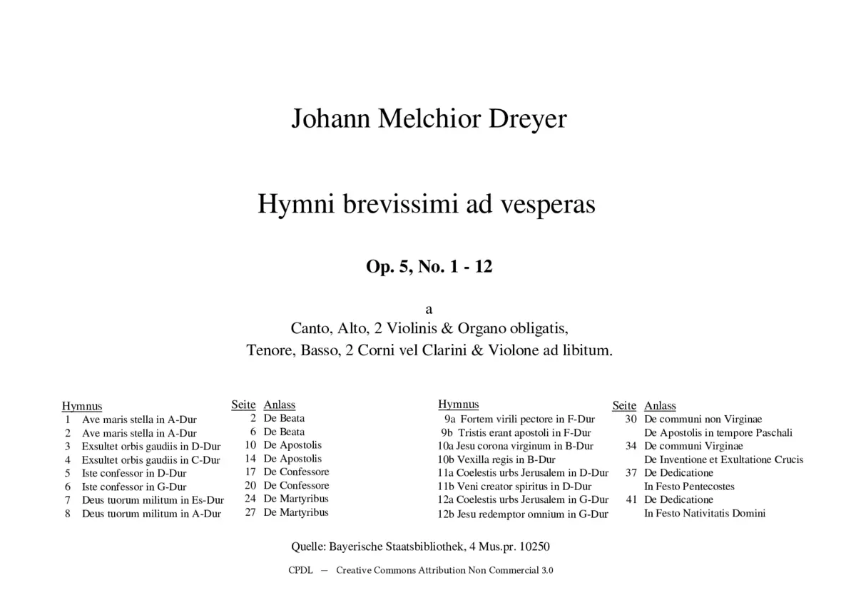 Hymni brevissimi, Op.5 No.1-12 - Page 1