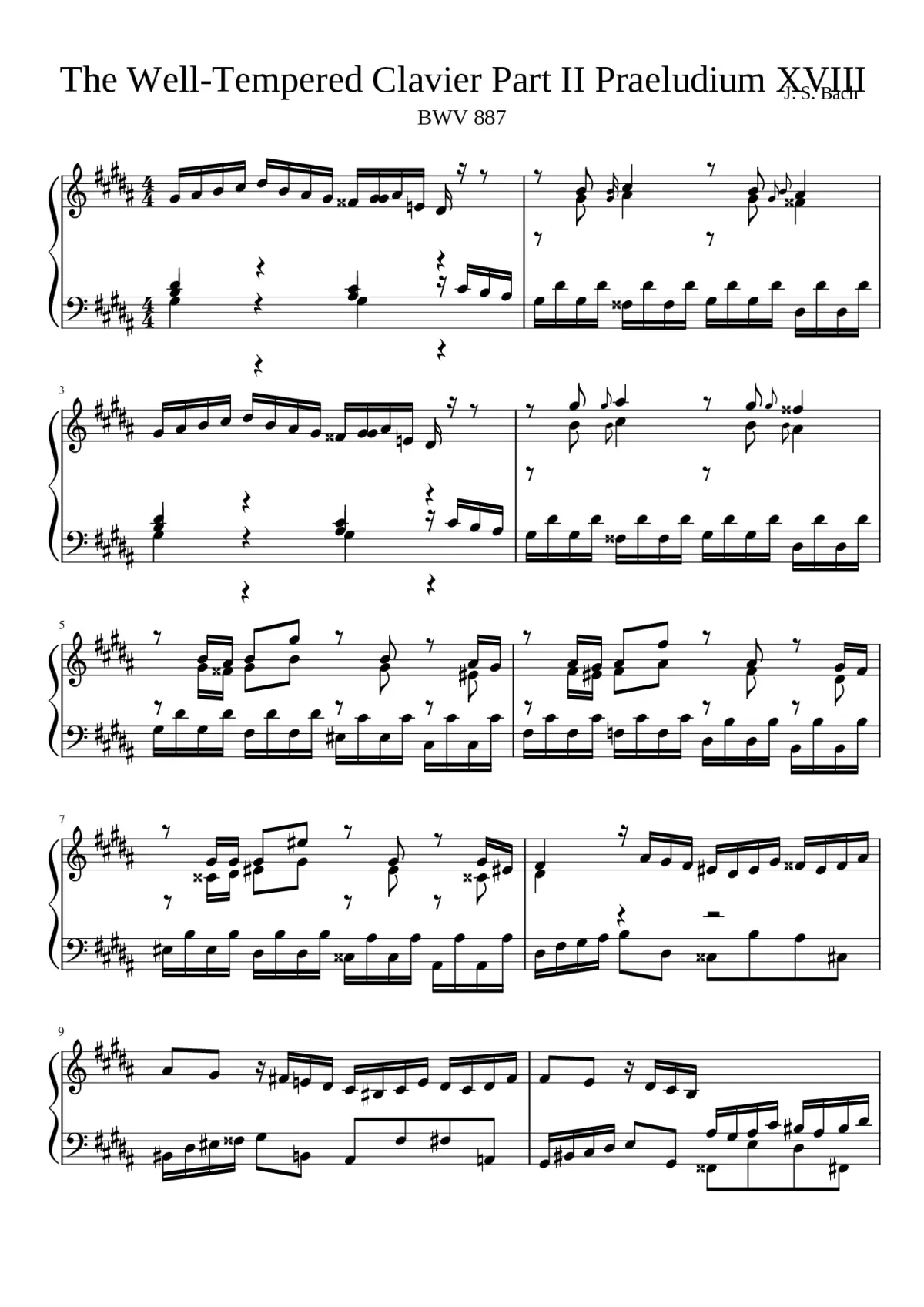 Prelude and Fugue in G-sharp minor BWV 887 - Page 1