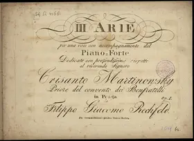 III Arie per una voce con accompagnemento del pianoforte