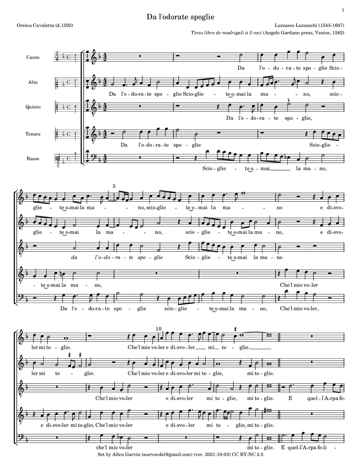 Da l'odorate spoglie - Page 1