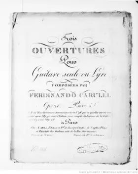 3 Ouvertures pour Guitare seule ou Lyre