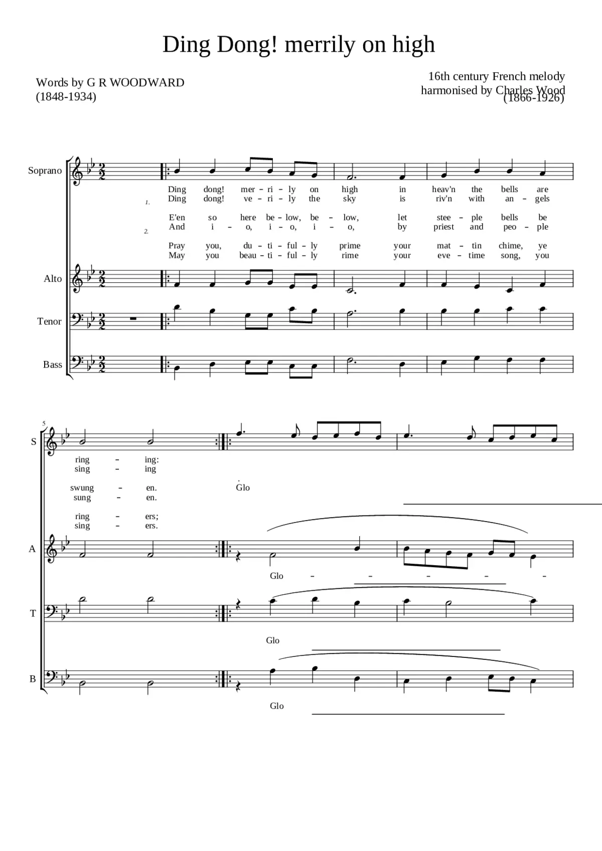 Ding Dong! merrily on high (SATB) - Page 1