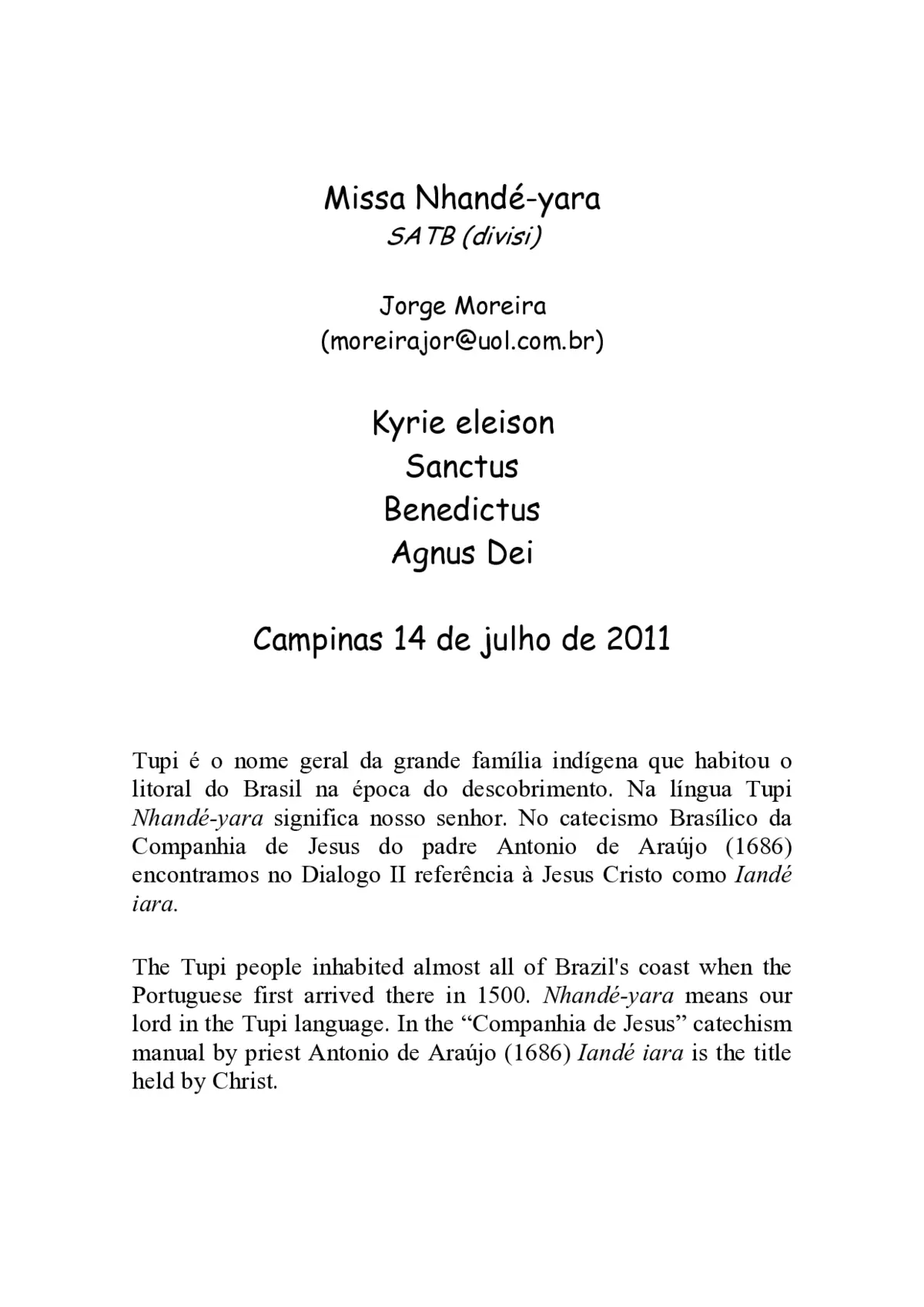 Missa Nhandé-yara - Page 1
