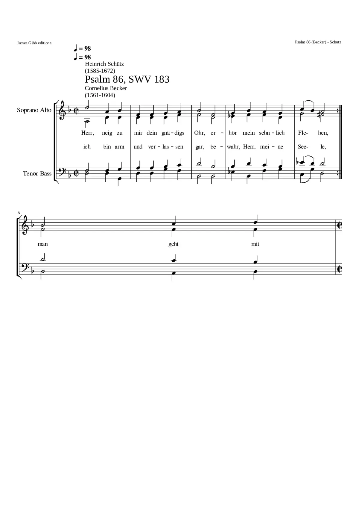 Herr neig zu mir dein gnädigs Ohr SWV 183 - Page 1