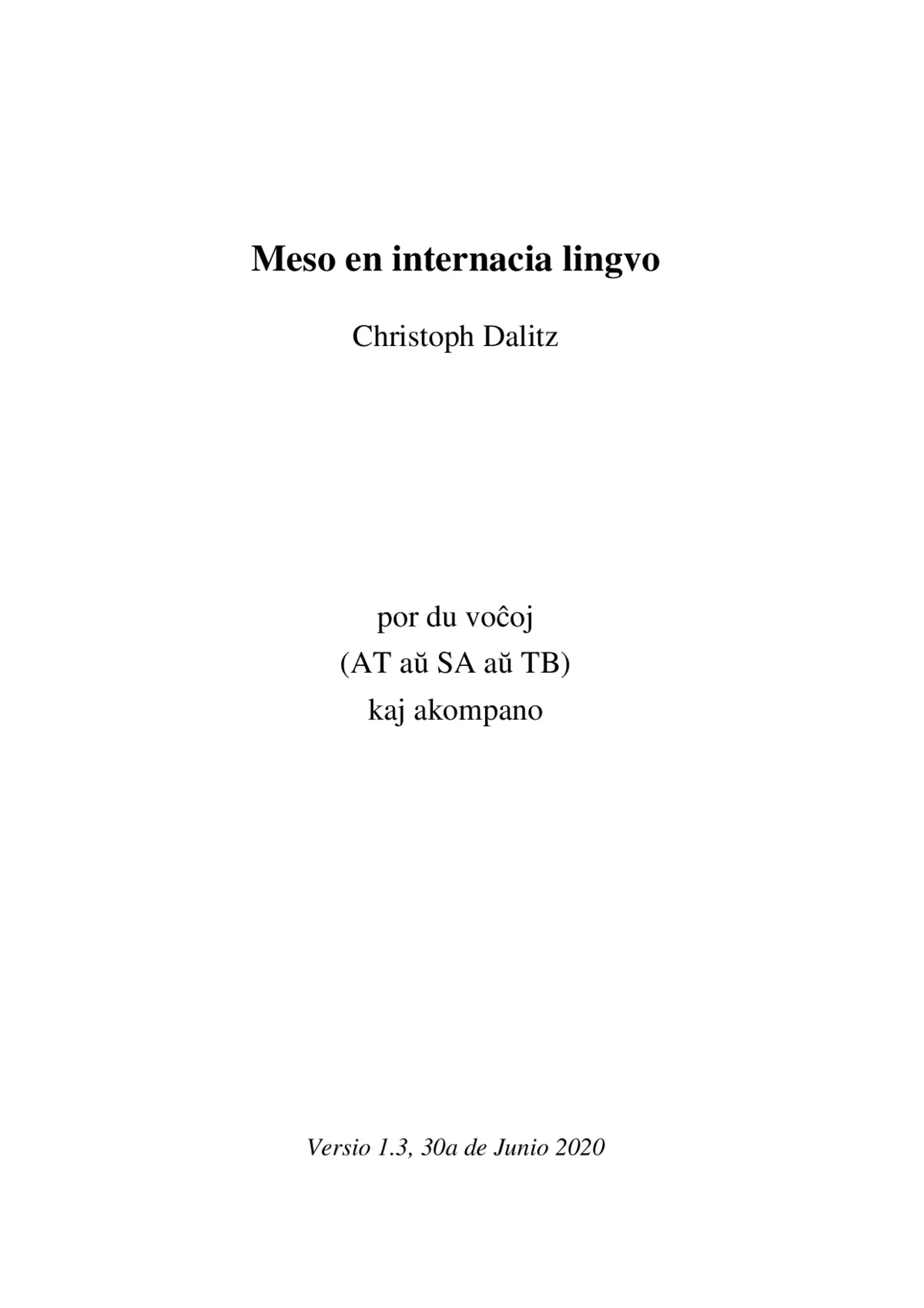 Mass in the International Language - Page 1