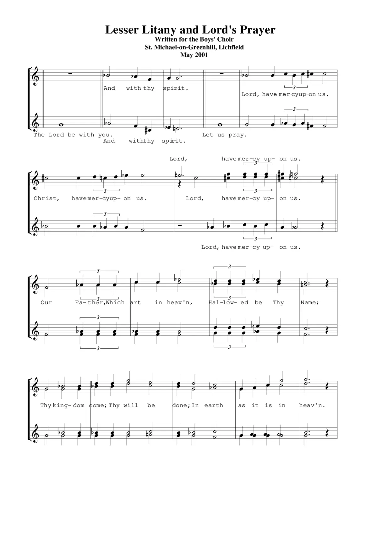 Lesser Litany and Lord's Prayer (SSAA) - Page 1