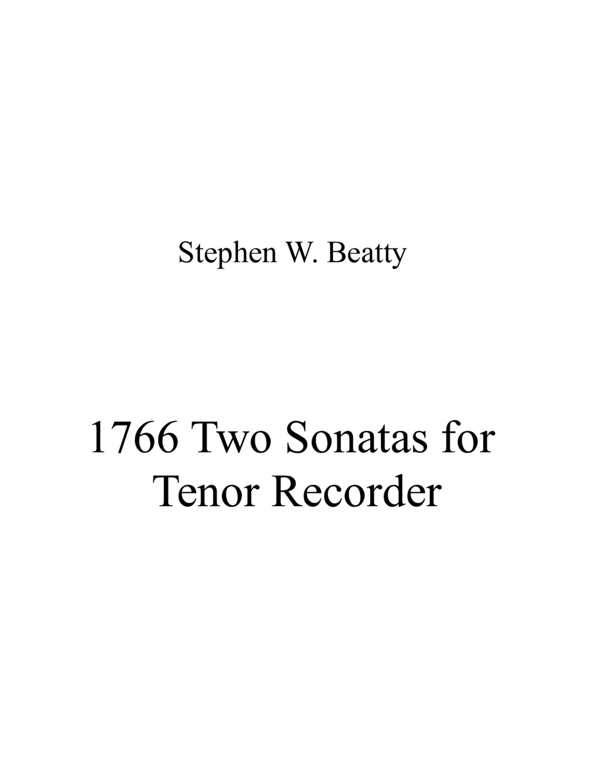 Two Sonatas for Tenor Recorder - Page 1