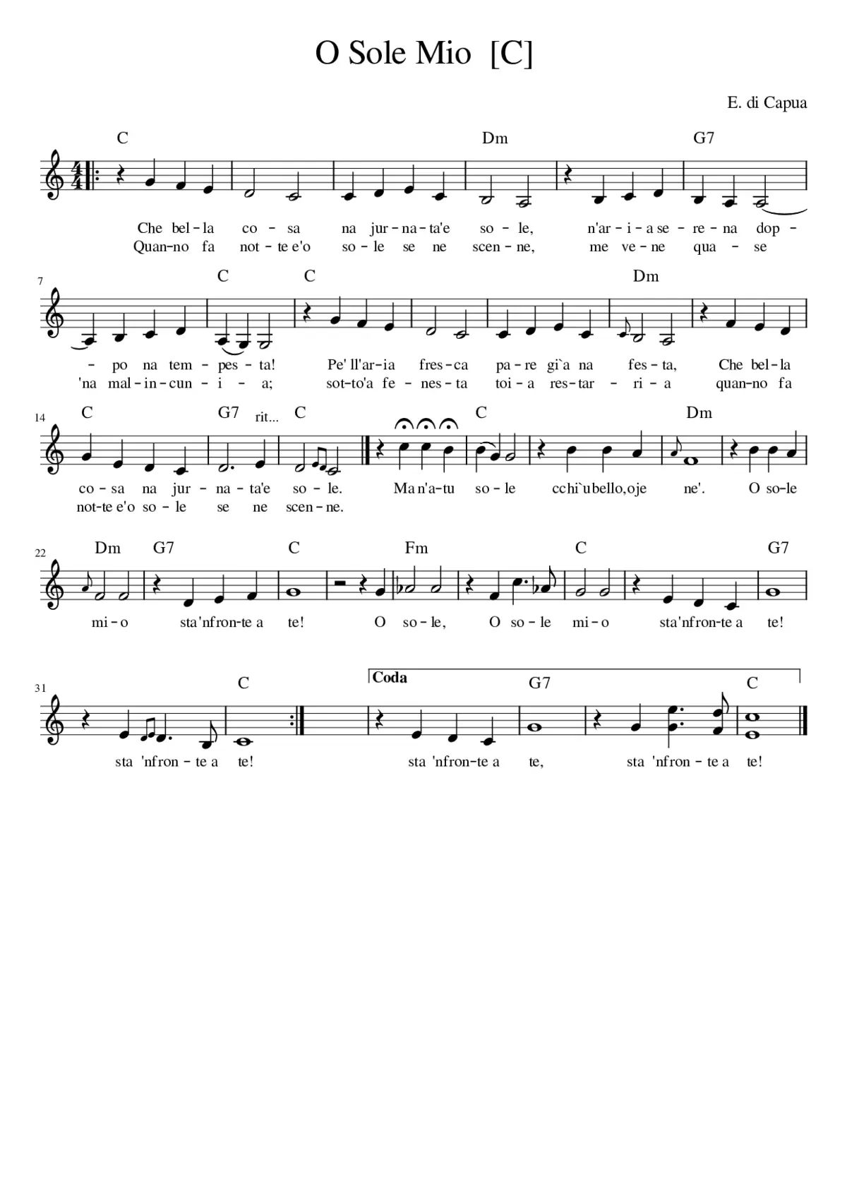 'O Sole Mio - Page 1