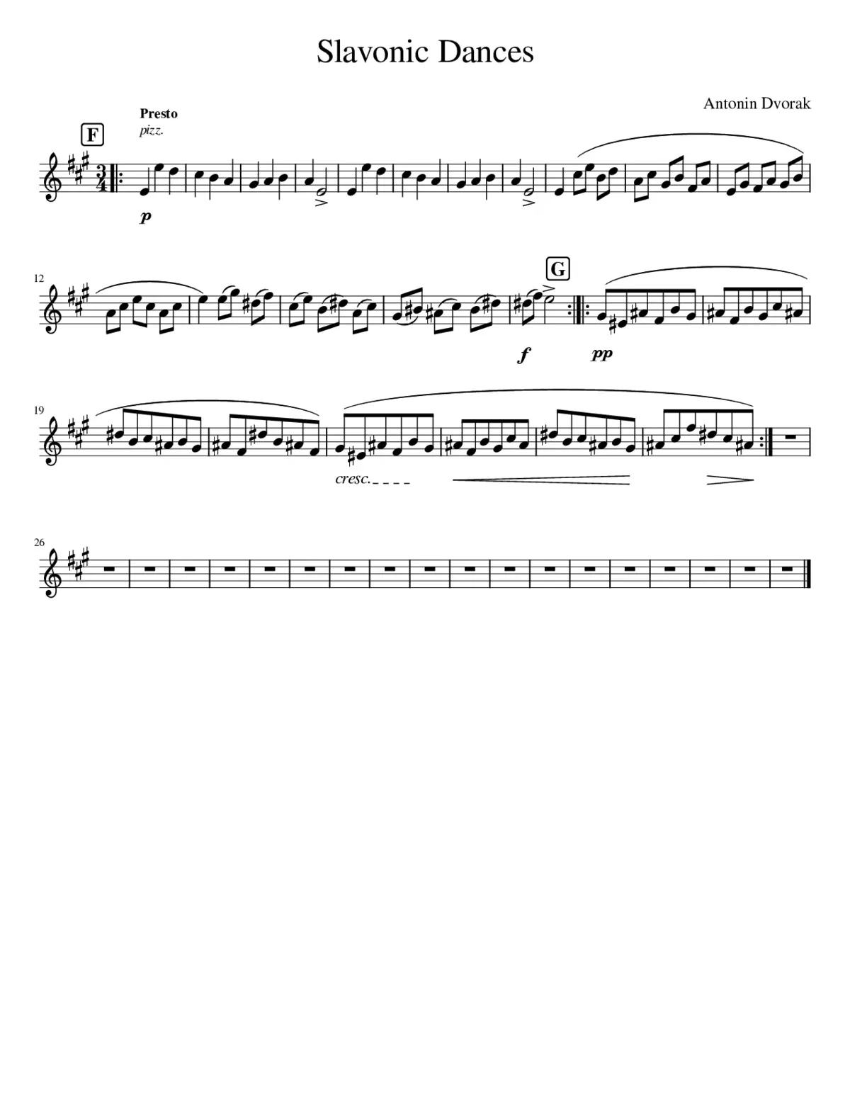 IVCSO Violin II Dvorak Slavonic Dances Nos 1-4 - Page 1