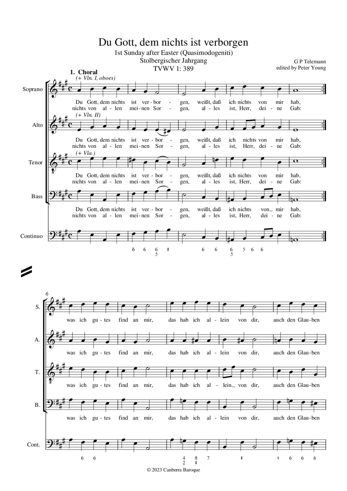 Du Gott, dem nichts ist verborgen, TWV 1:389 - Page 1