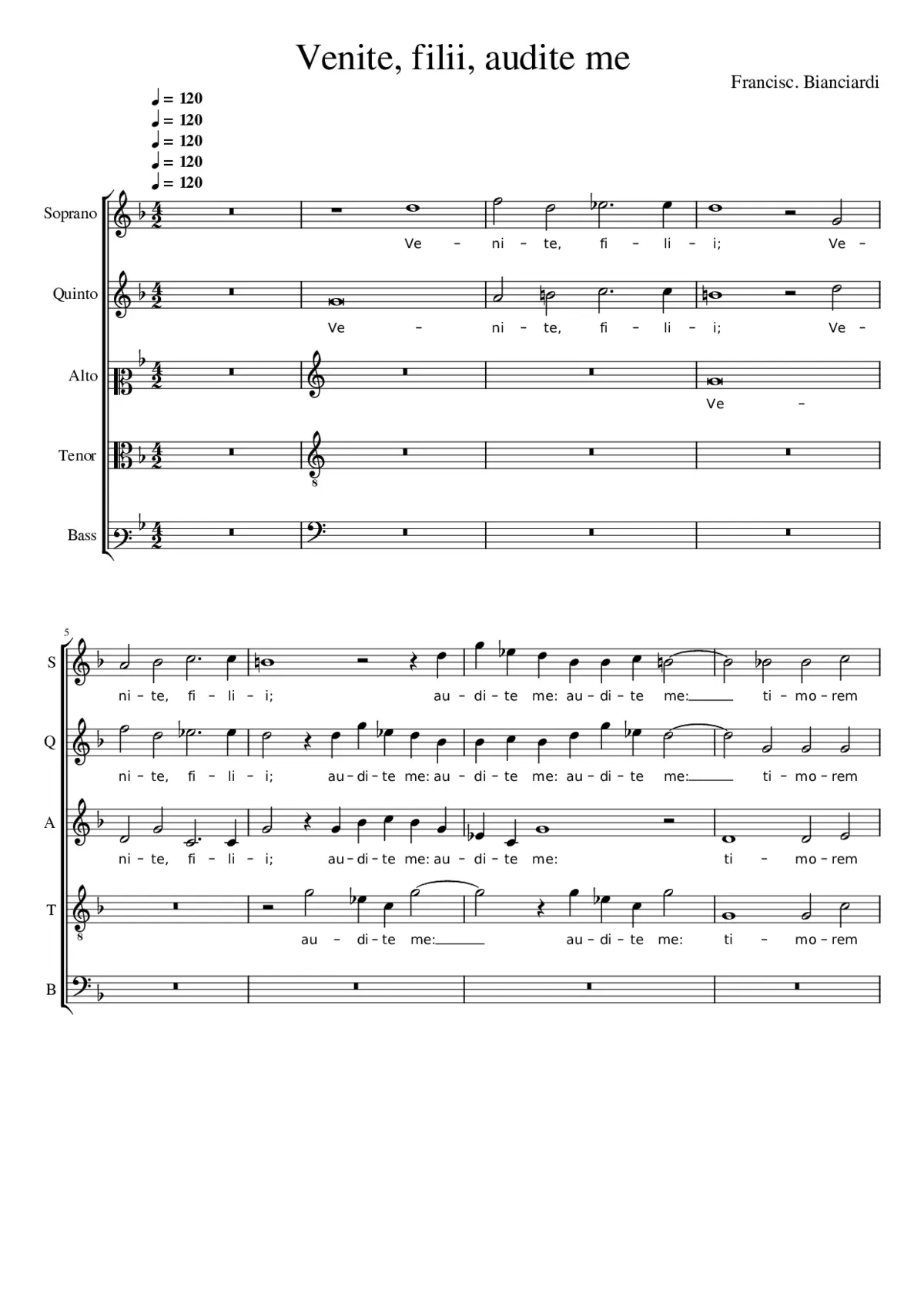 Venite filii audite me - Page 1