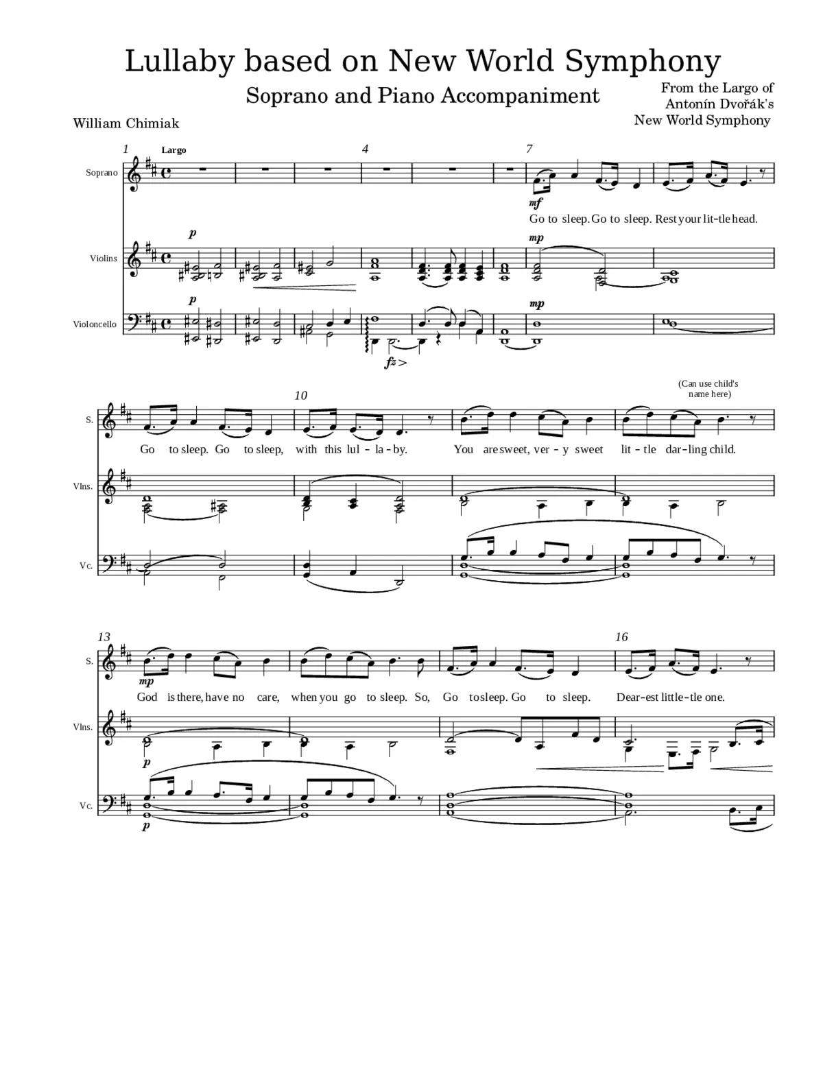 Lullaby based on Sym 9 Largo - Page 1