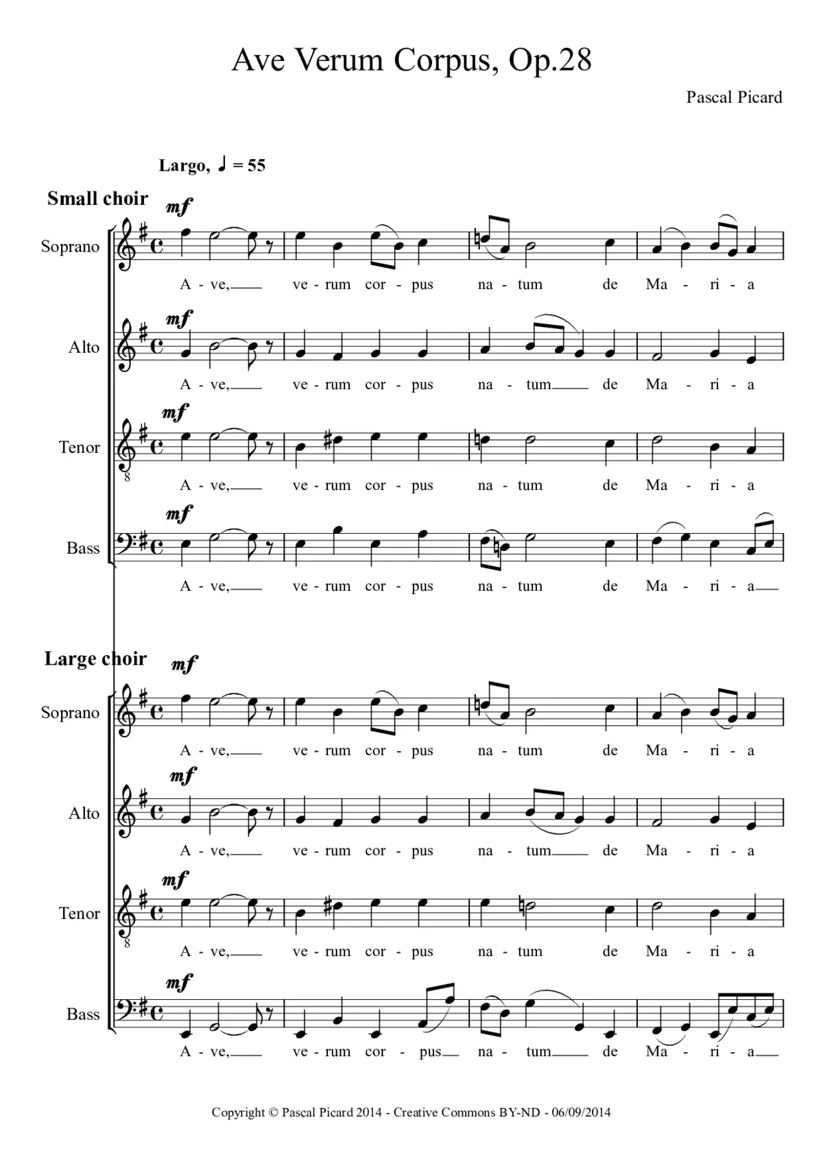 Ave verum corpus, Op. 28 - Page 1