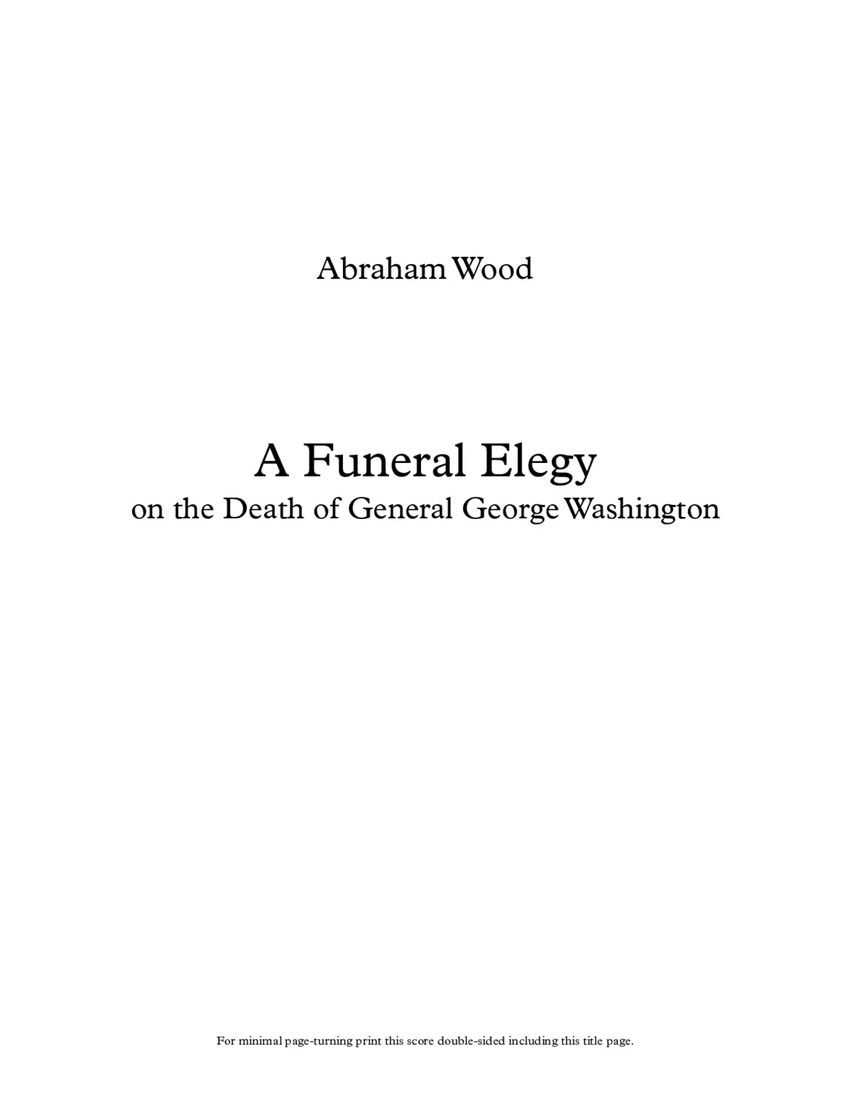 A Funeral Elegy on the Death of George Washington - Page 1