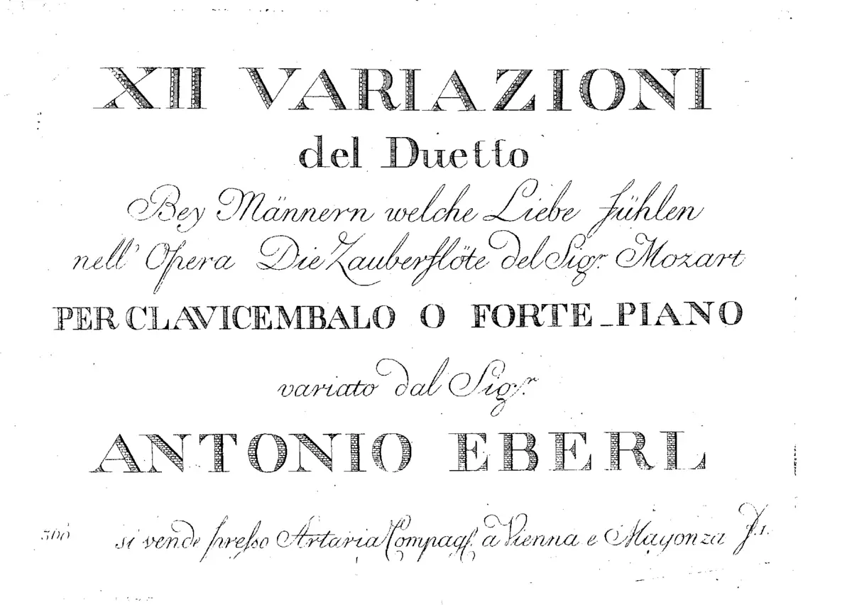 12 Variations on 'Bei Männern welche Liebe fühlen' from Mozart's 'Die Zauberflöte' - Page 1