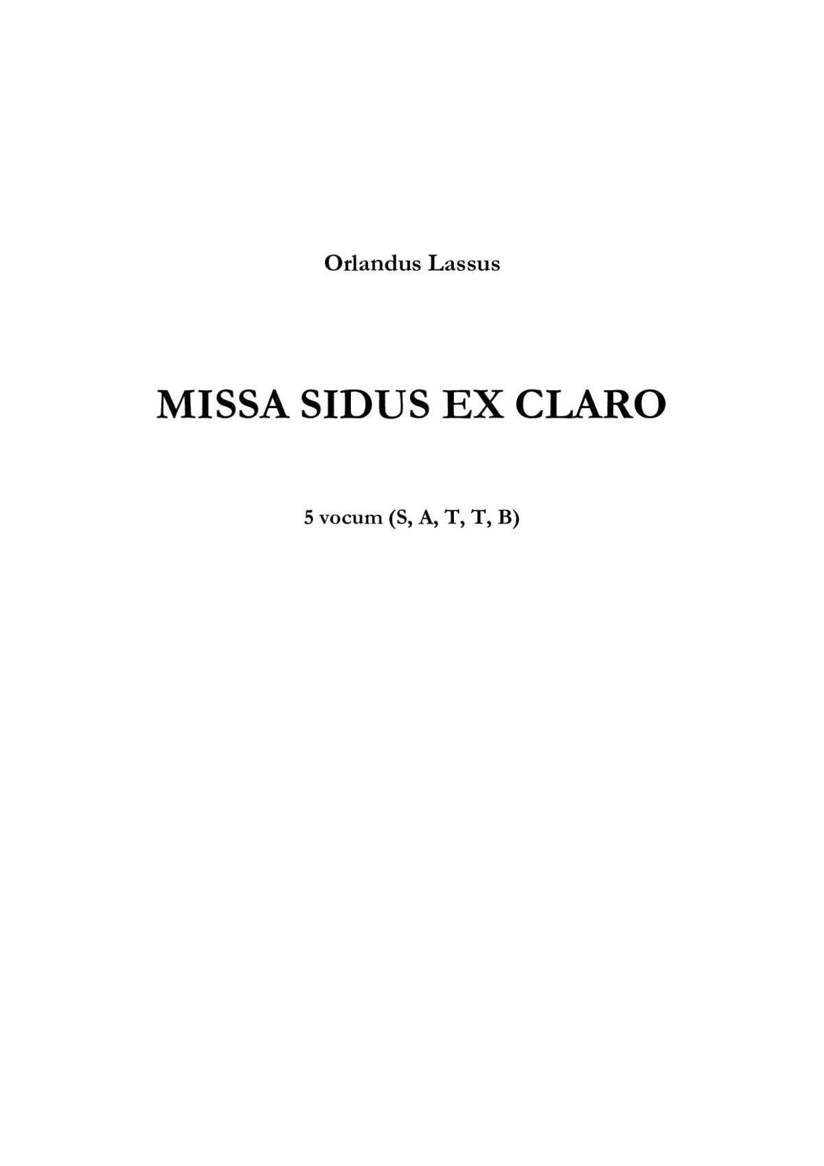 Missa Sidus ex claro - Page 1