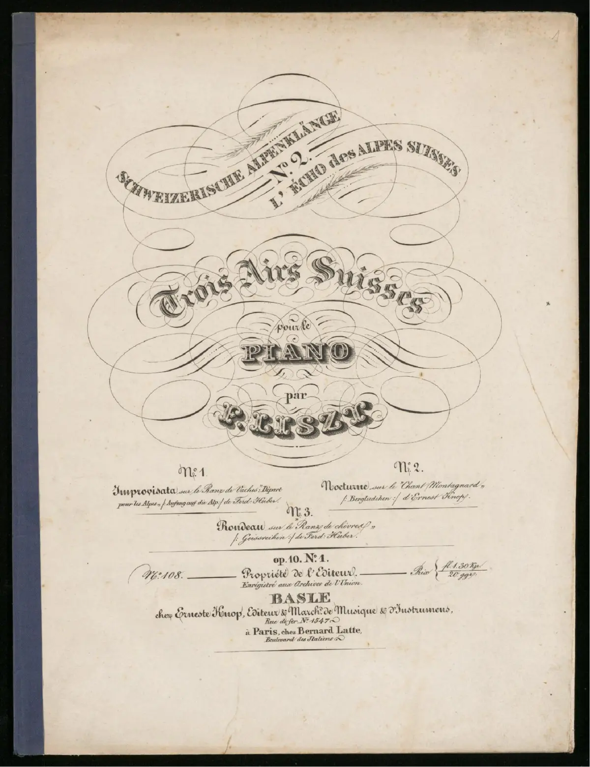 3 Airs suisses pour piano - Page 1