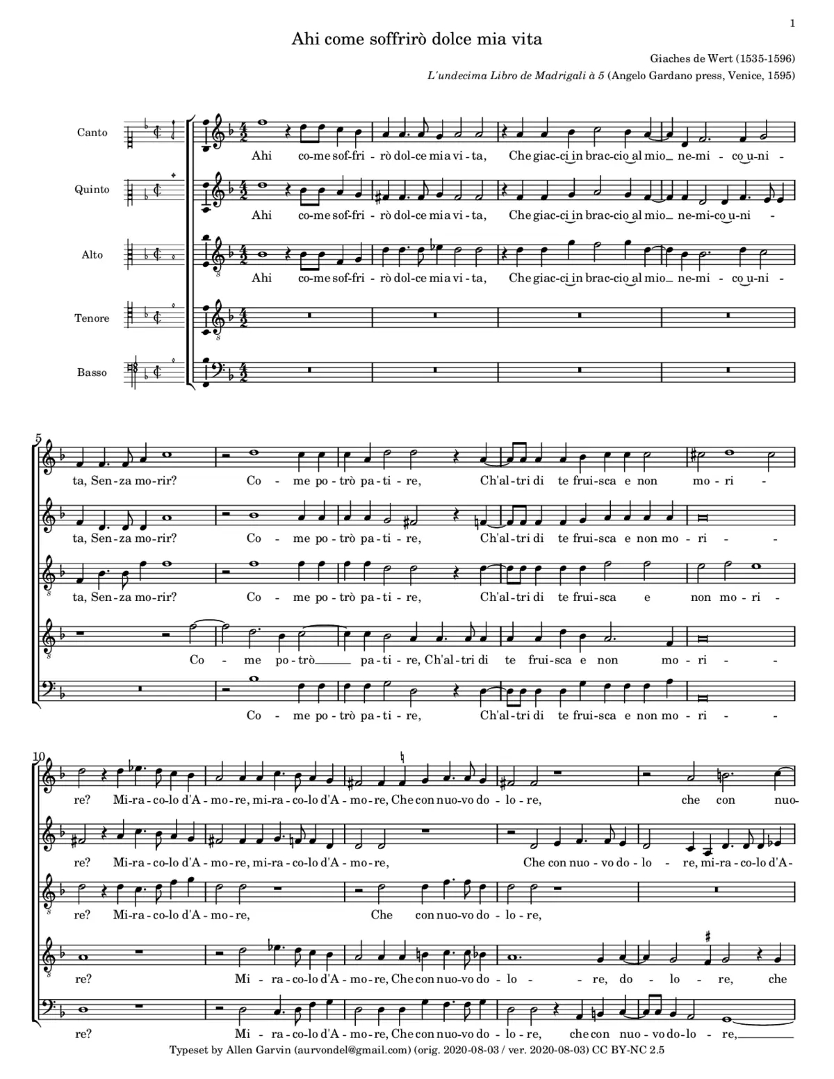 Ahi come soffrirò - Page 1