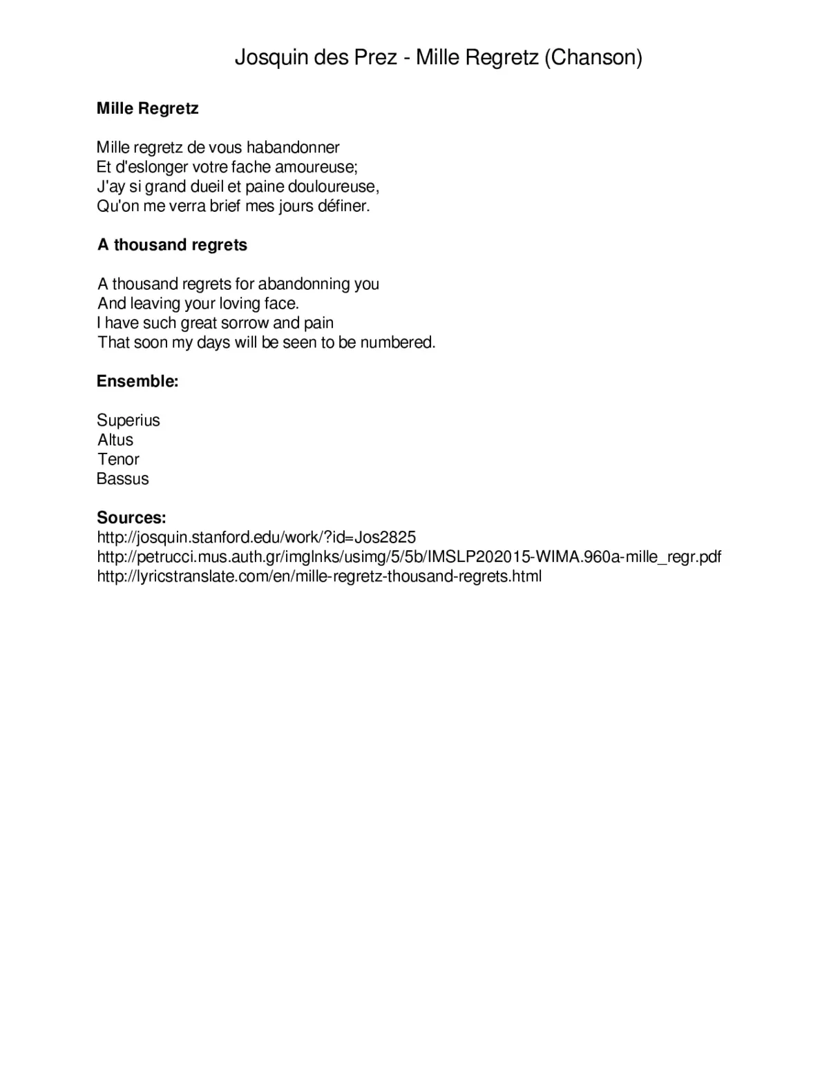 Mille regretz - Page 1