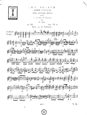 Les Adieux, sixième fantaisie pour Guitare