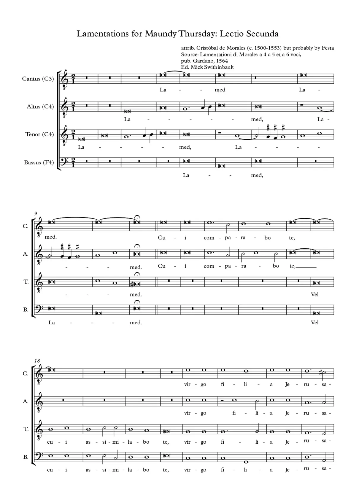 Lamentations for Maundy Thursday, Lesson 2 - Page 1
