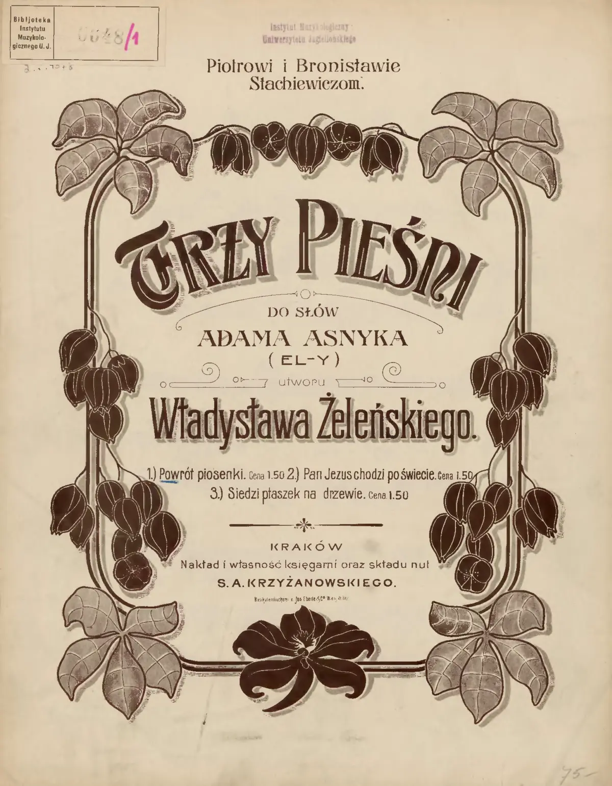3 Pieśni do słów Adama Asnyka - Page 1