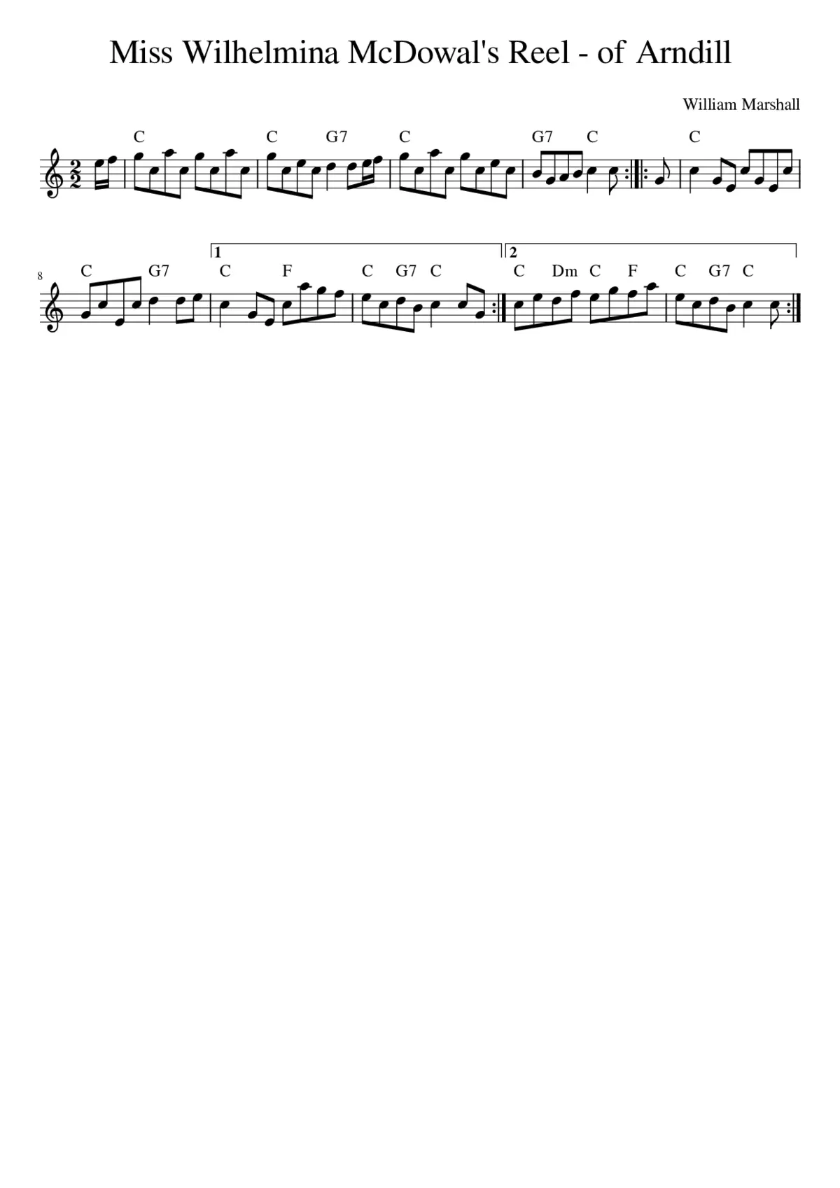 Miss Wilhelmina McDowal's Reel - of Arndill - Page 1