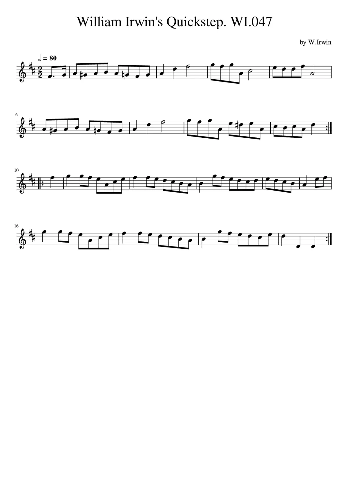 William Irwin's Quickstep. WI.047 - Page 1