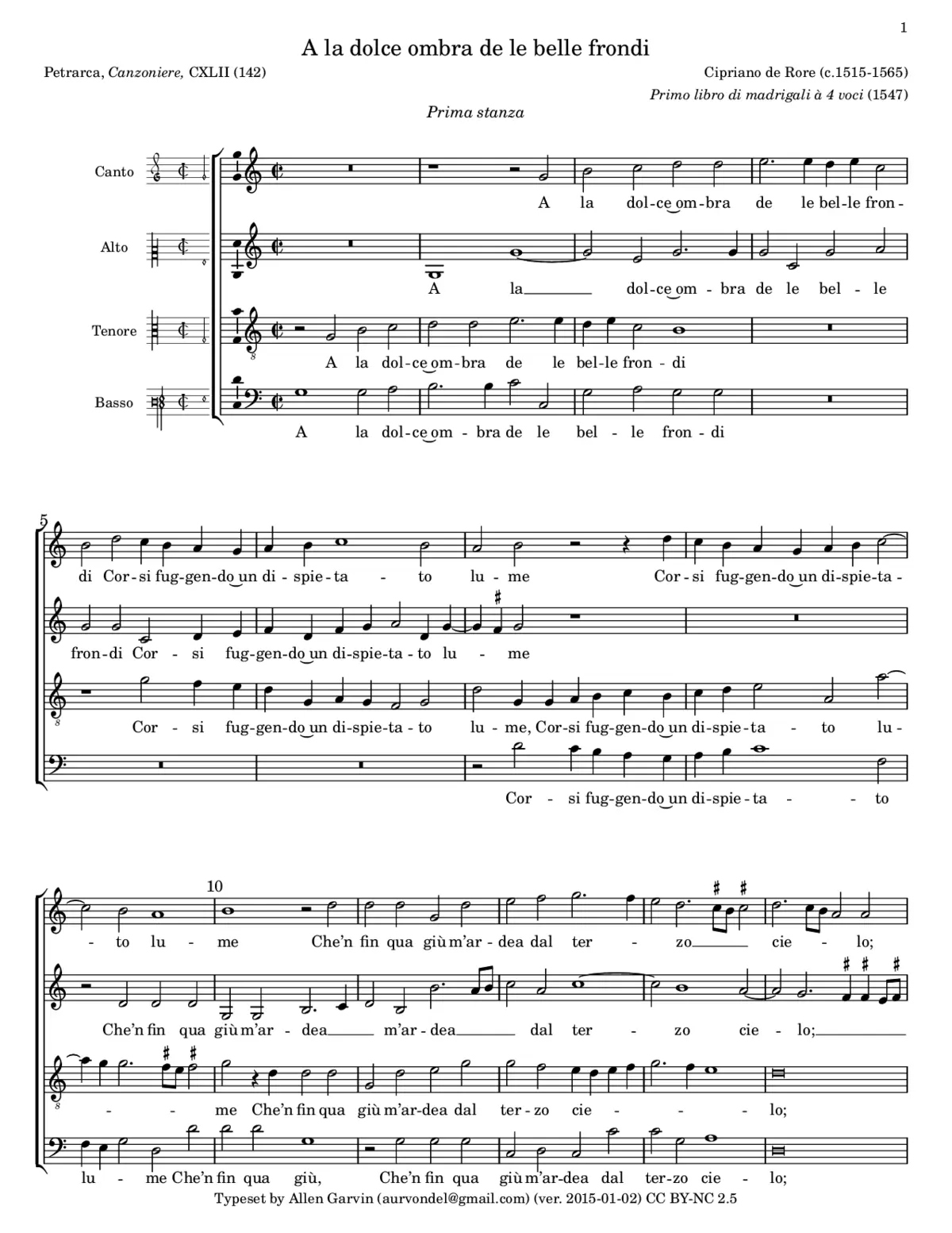 A la dolce ombra de le belle frondi - Page 1