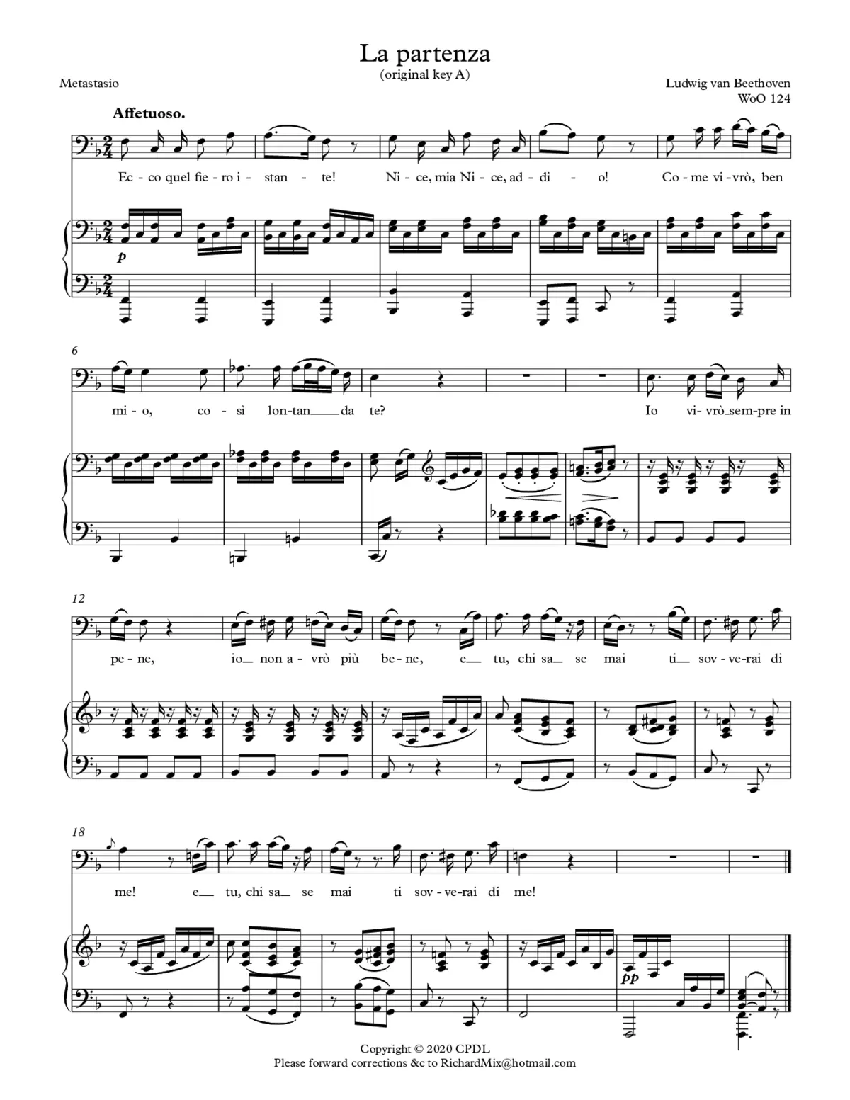 La Partenza, WoO 124 - Page 1