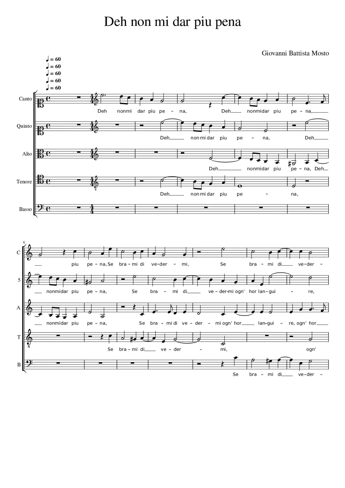 Deh non mi dar piu pena - Page 1