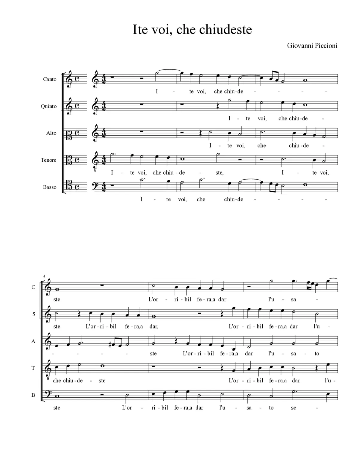 Ite voi, che chiudeste - Page 1