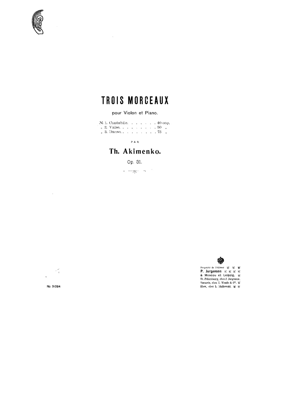 Trois morceaux pour violon et piano - Page 1
