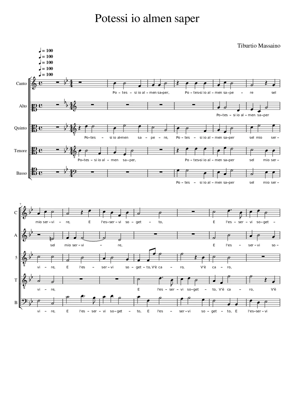 Potessi io almen saper - Page 1