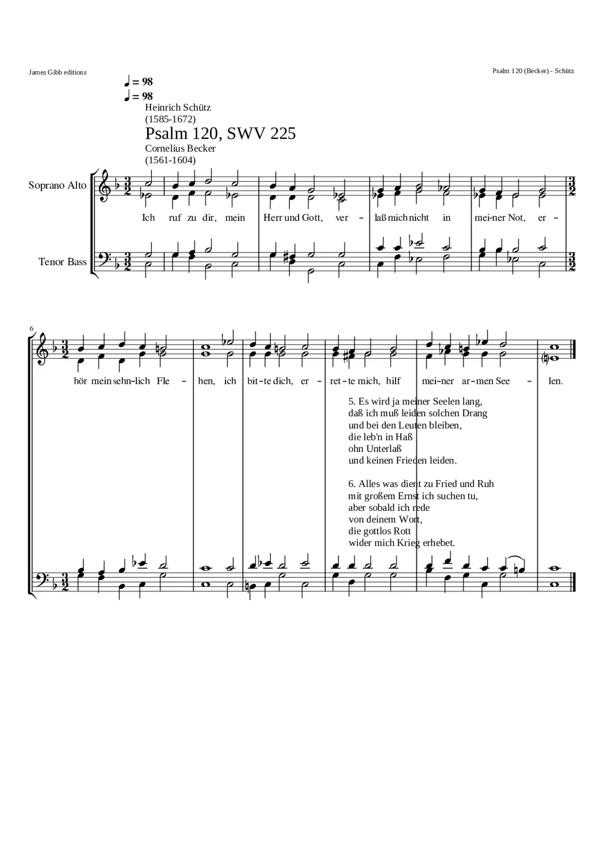 Ich ruf zu dir mein Herr und Gott SWV 225 - Page 1