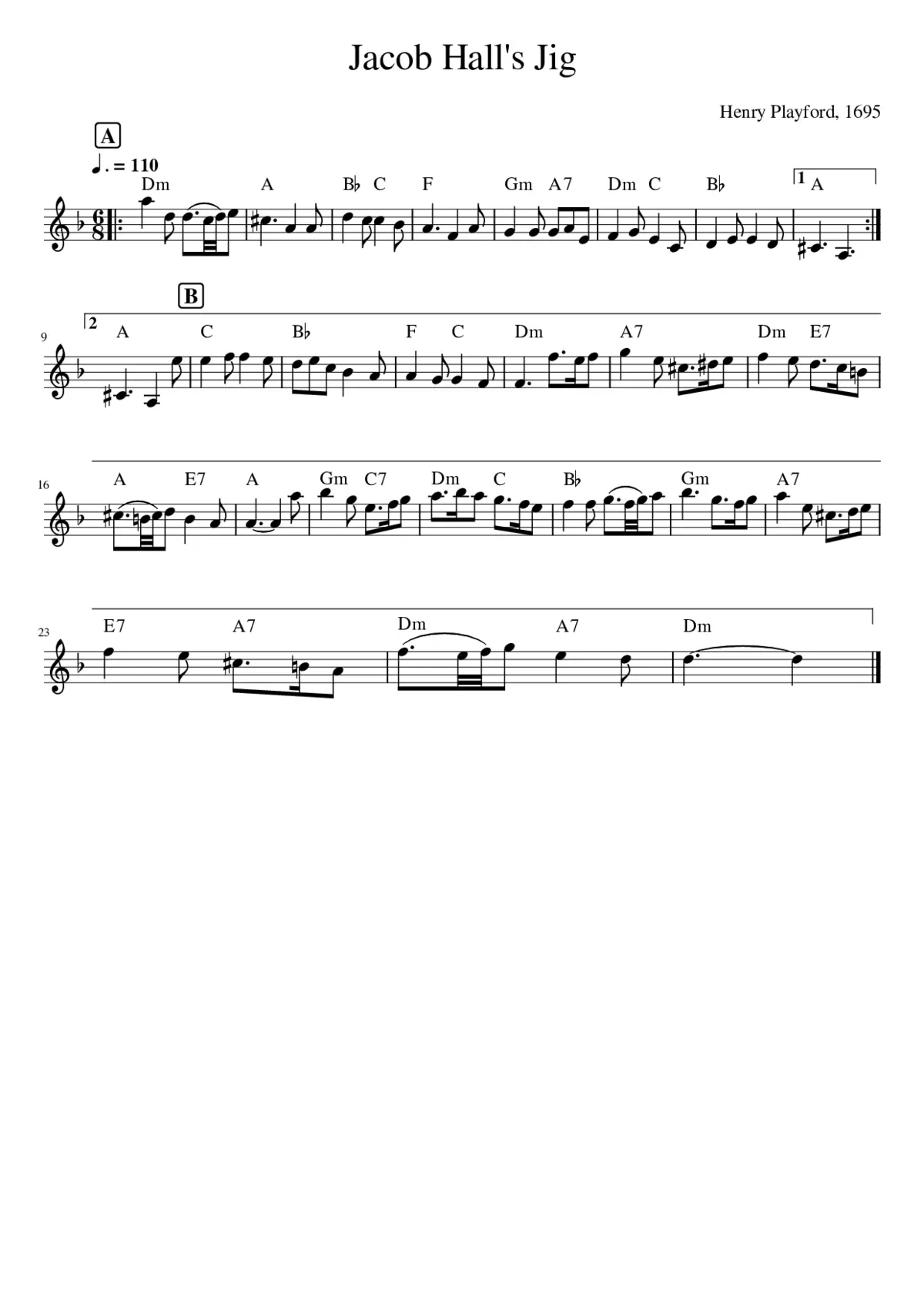 Jacob Hall's Jig - Page 1