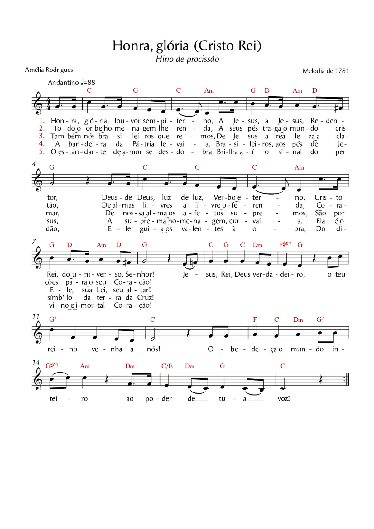 Honra, glória (Cristo Rei) - Page 1