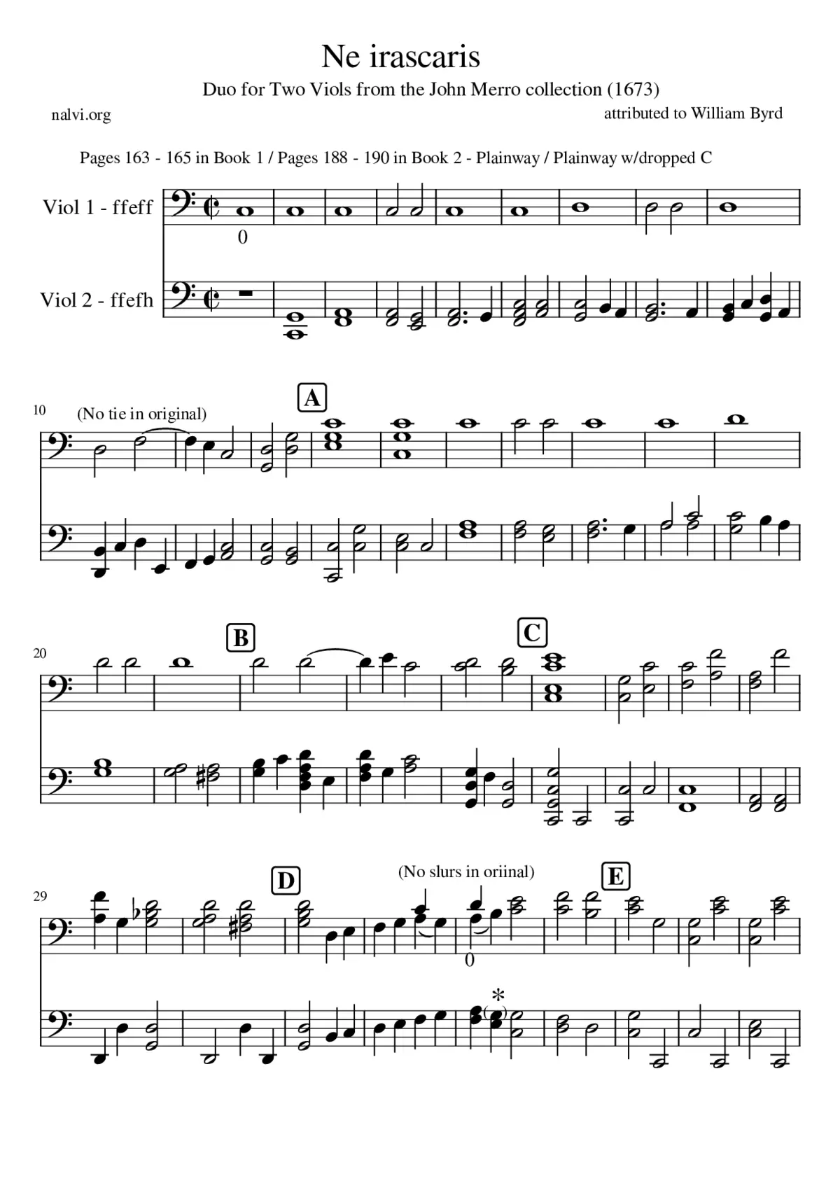 Ne Iscararis - Arrangement for 2 lyra viols (ffeff / ffefh) - Page 1