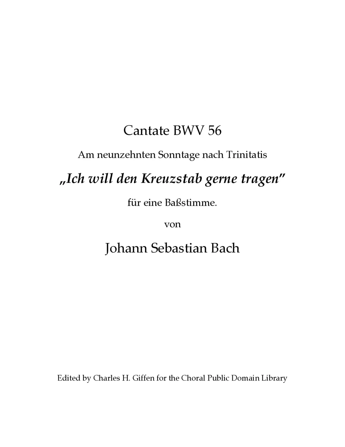 Ich will den Kreuzstab gerne tragen, BWV 56 - Page 1