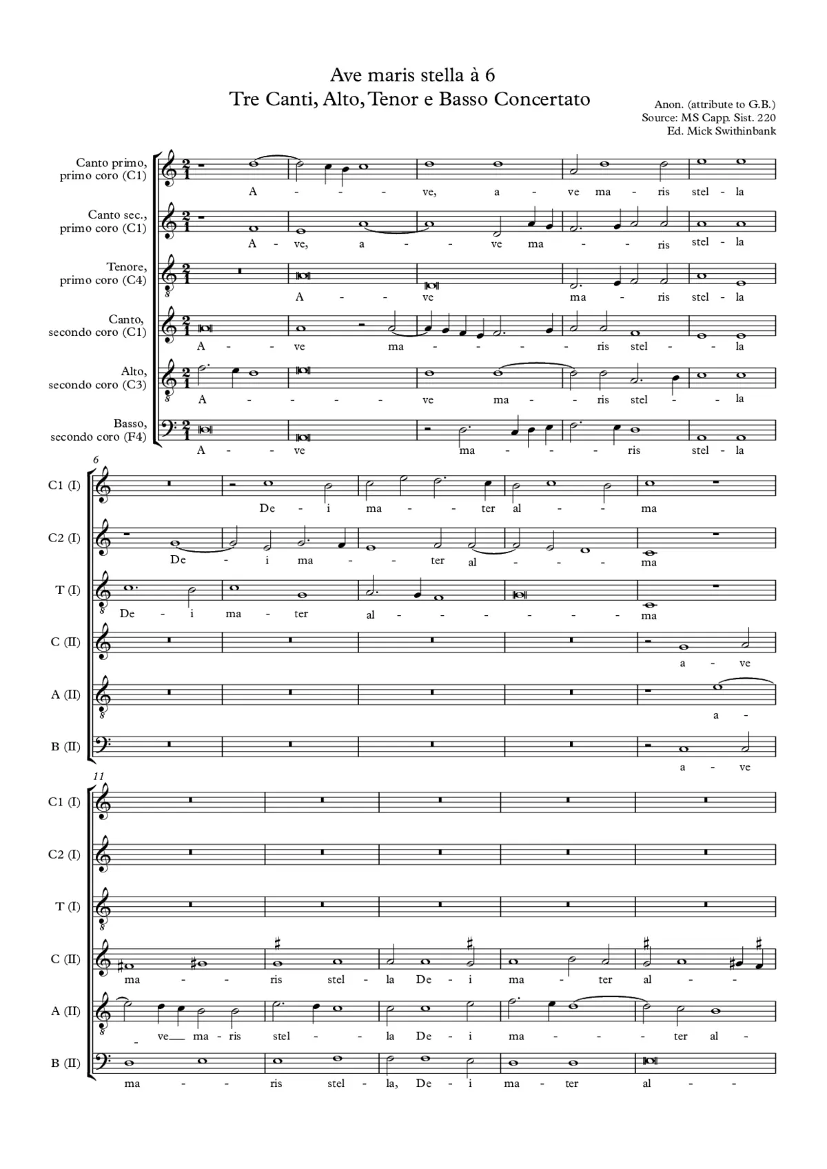 Ave maris stella a 6 - Page 1