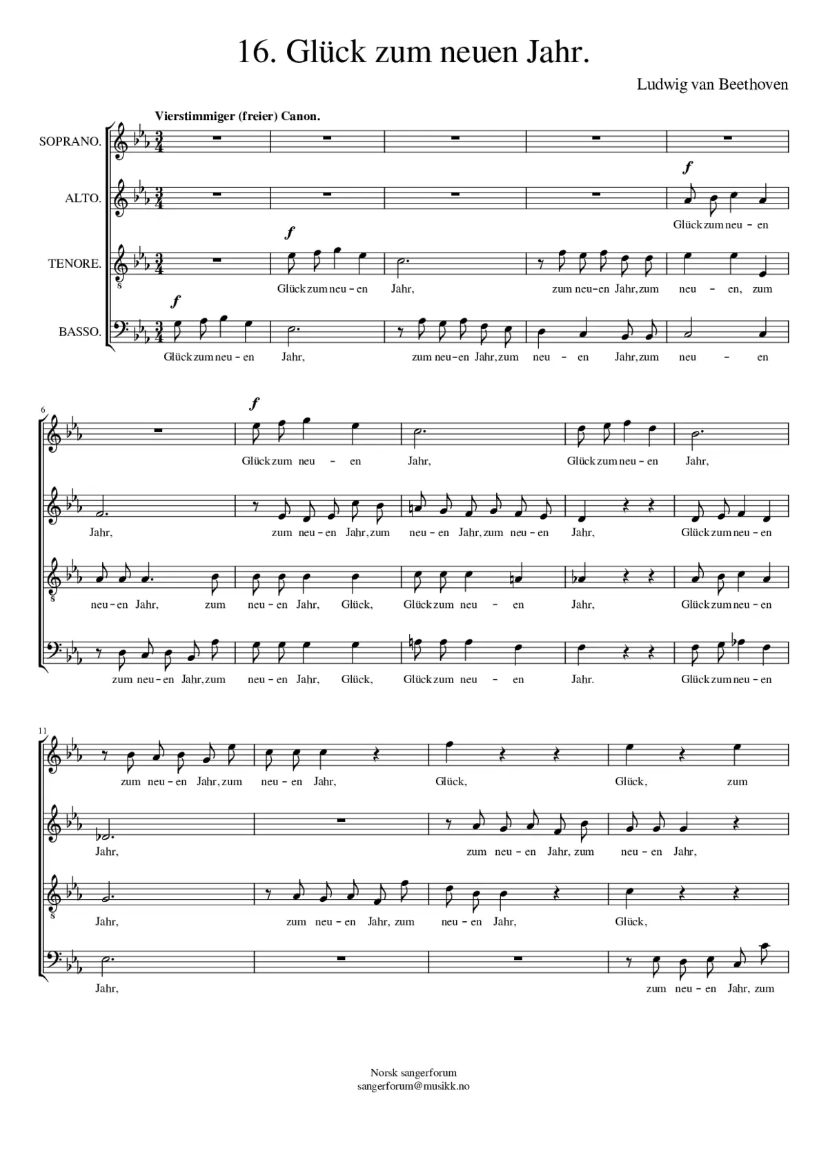 Glück zum neuen Jahr WoO 176 - Page 1