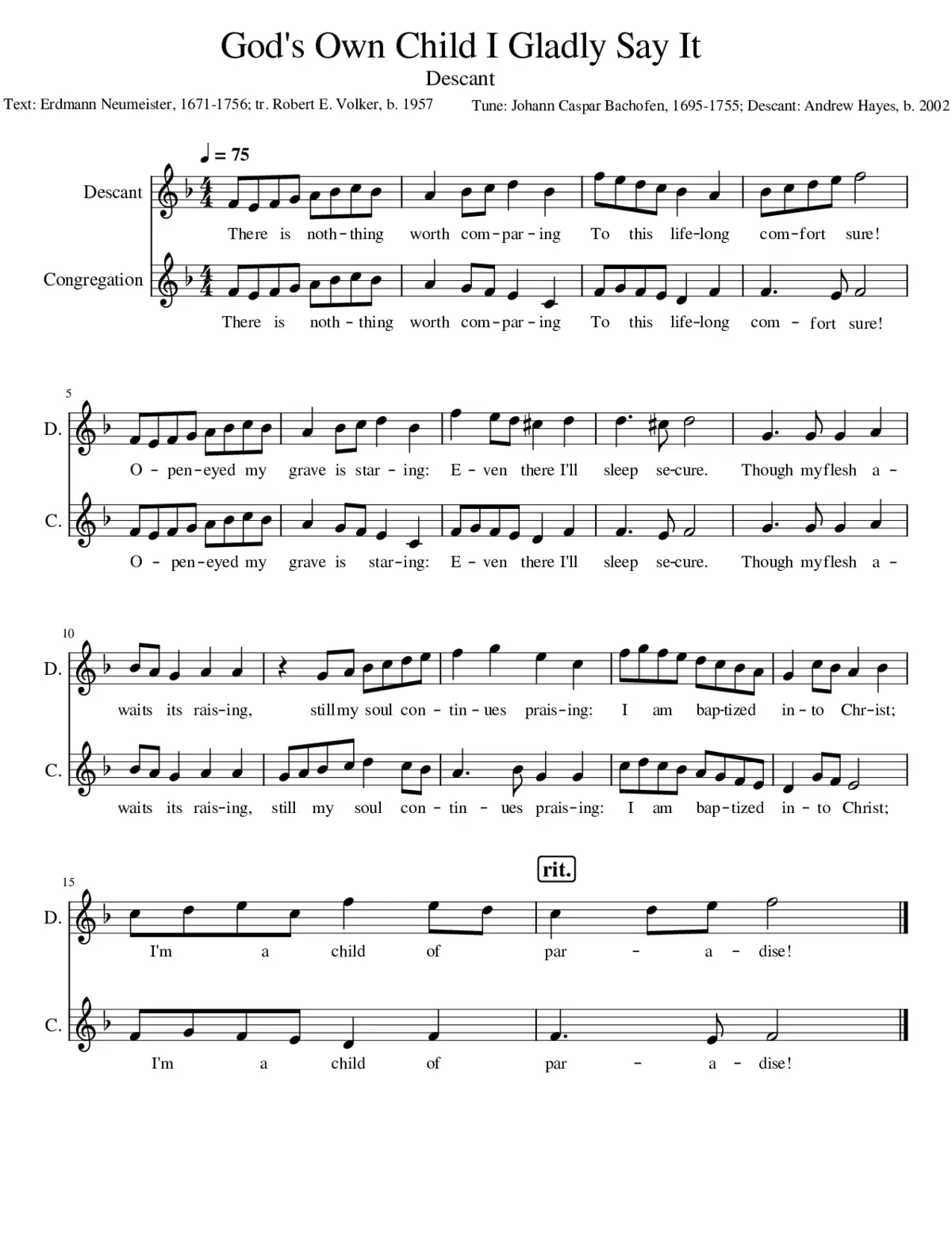 God's Own Child I Gladly Say It Descant - Page 1