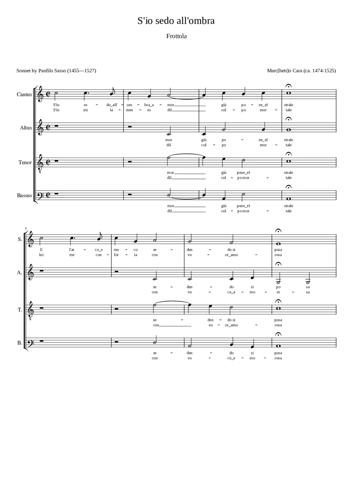 S'io sedo all'ombra - Page 1