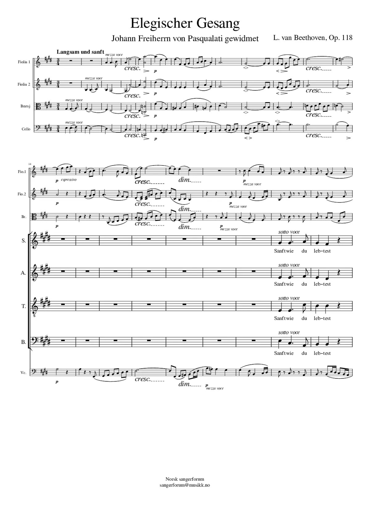 Elegischer Gesang Op.118 - Page 1