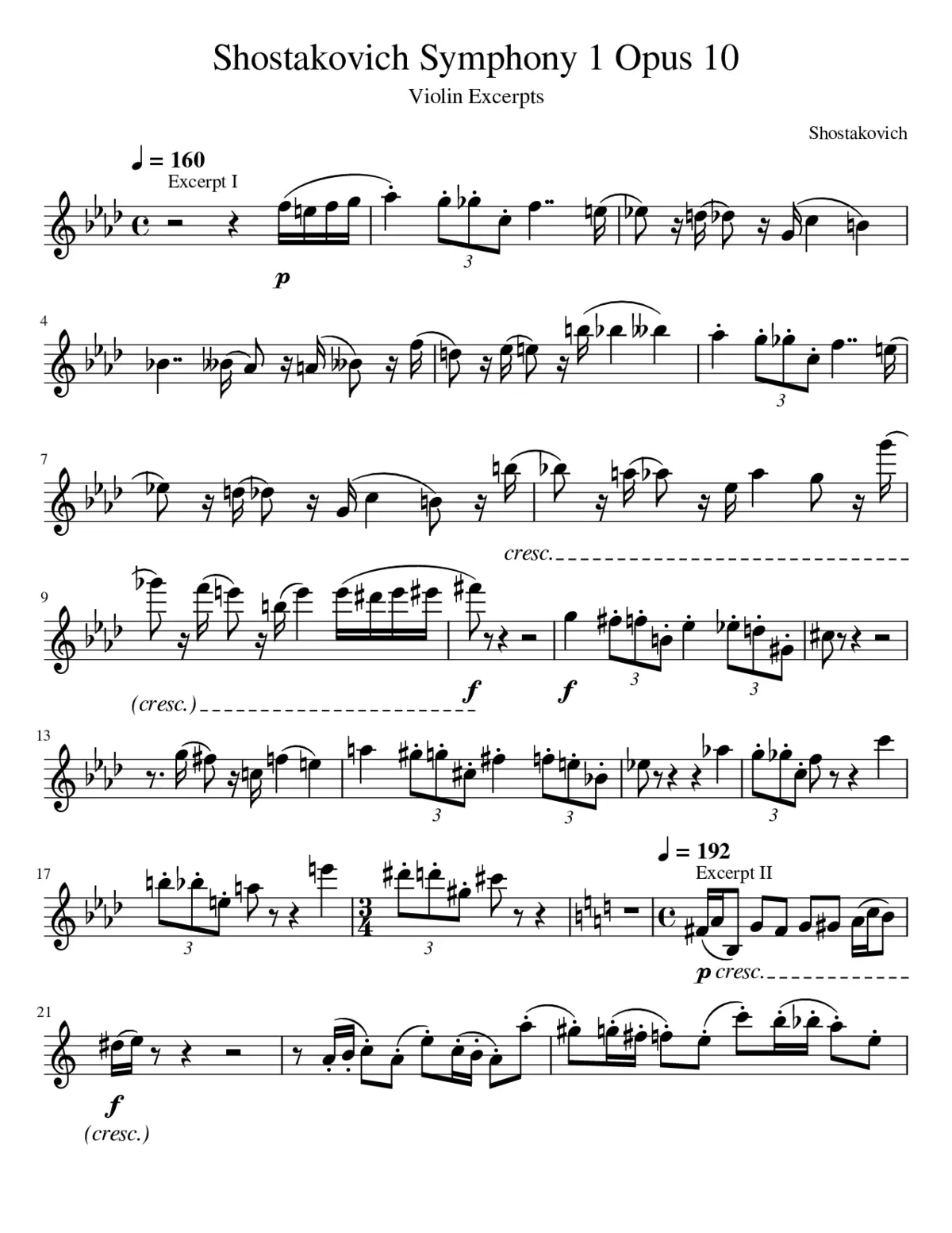 Shostakovitch Symphony No 1 Op 10 Violin Excerpts - Page 1