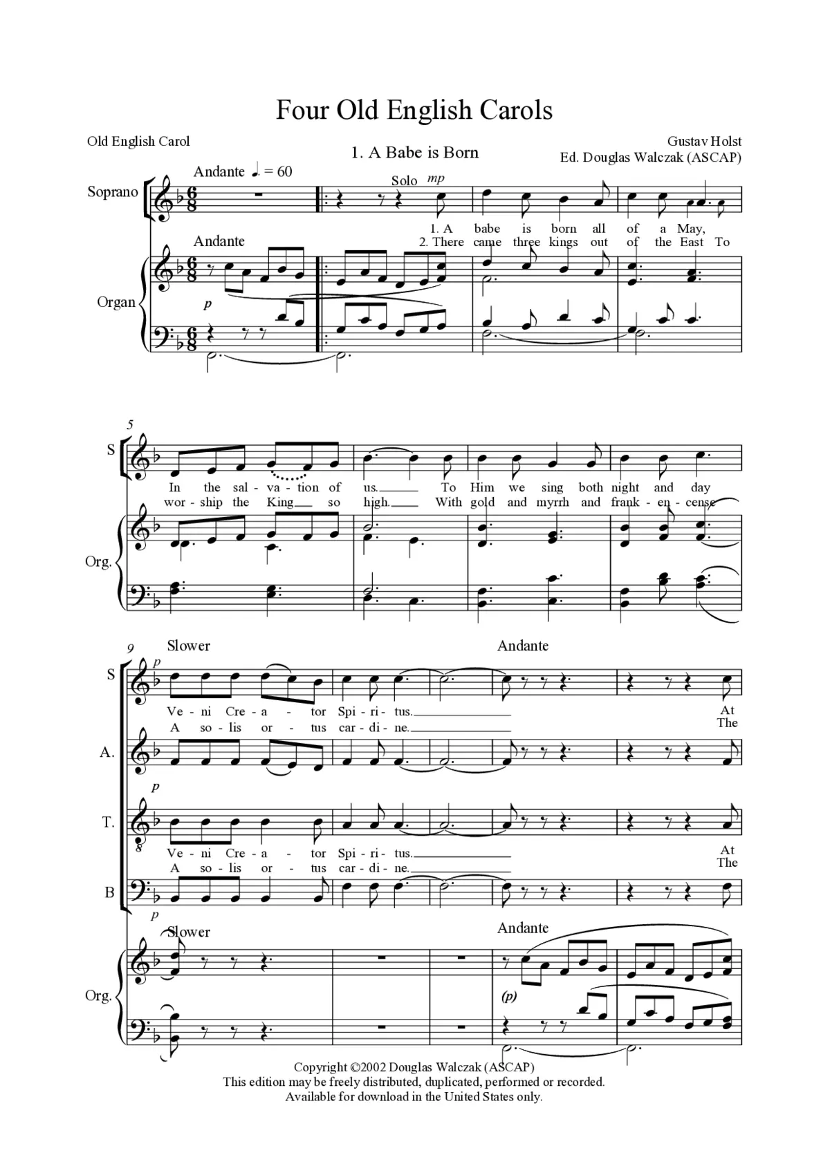 Four Old English Carols - Page 1