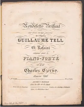 Rondoletto brillant sur deux motifs favoris de l'opéra Guillaume Tell de G. Rossini