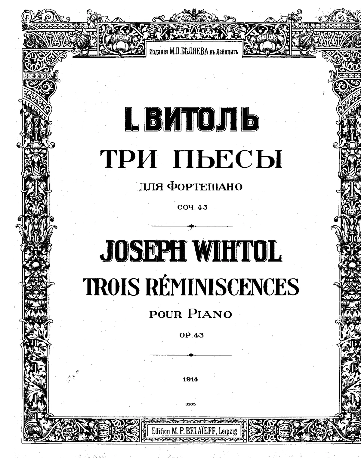3 Reminiscences, Op.43 - Page 1