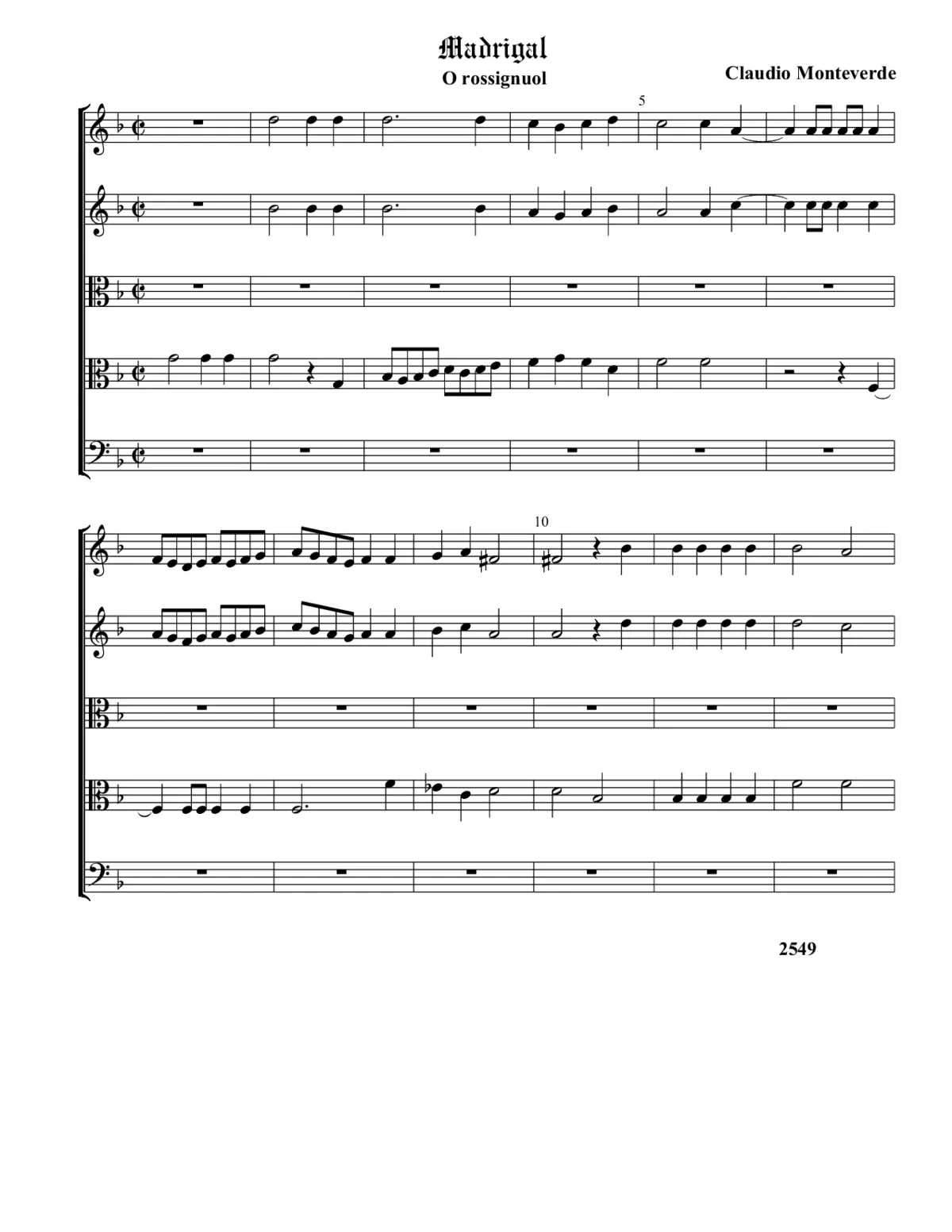 O rossignuol ch’in queste verdi fronde - Page 1